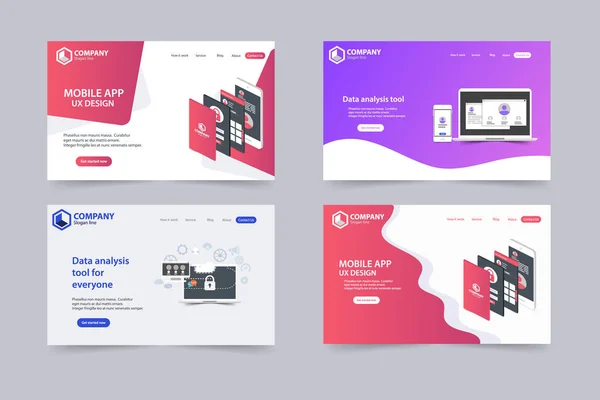 Neue Trendige Website Landing Pages Vektor Theme Template Design — Stockvektor