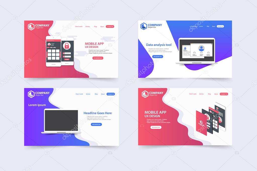 New Trendy Website Landing Pages vector theme template design