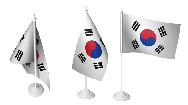 Isolated Small Desk South Korea Flag Waving Realistic South Korean — Stock Photo, Image