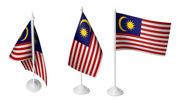 Aislado Pequeño Escritorio Bandera Malasia Ondeando Banderas Escritorio Malasia Realistas —  Fotos de Stock