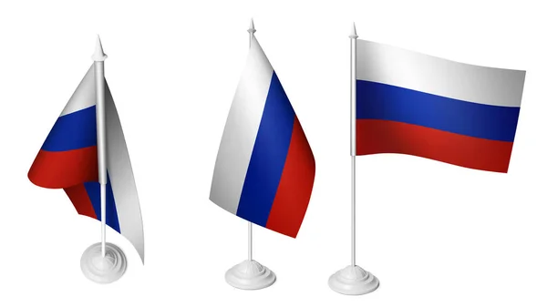 のリアルなロシア机旗を振って に小さい分離のデスクでロシアのフラグ — ストック写真