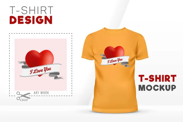 Ben senin aşk T-Shirt Tasarım, 3d kalp şerit ile t-shirt şablon tasarım vektör