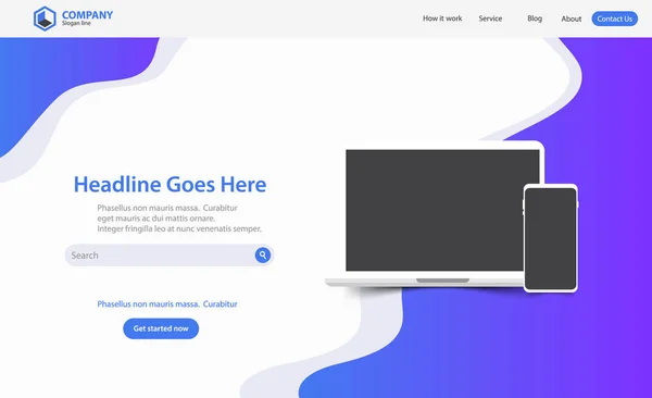 Neue Trendige Landing Page Website Vektor Template Design — Stockvektor