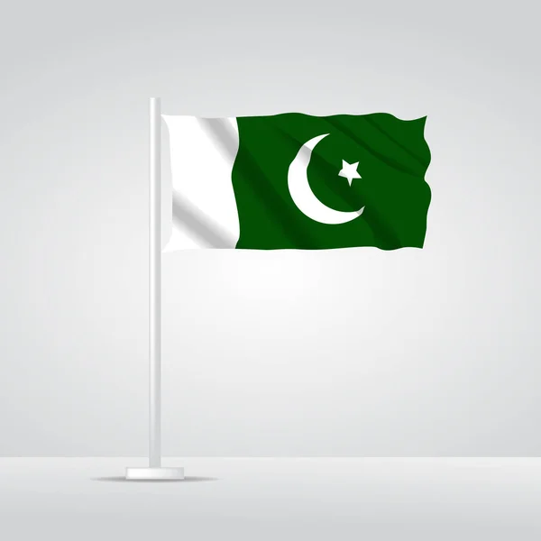 現実的なパキスタン国旗振ってベクトル図 — ストックベクタ
