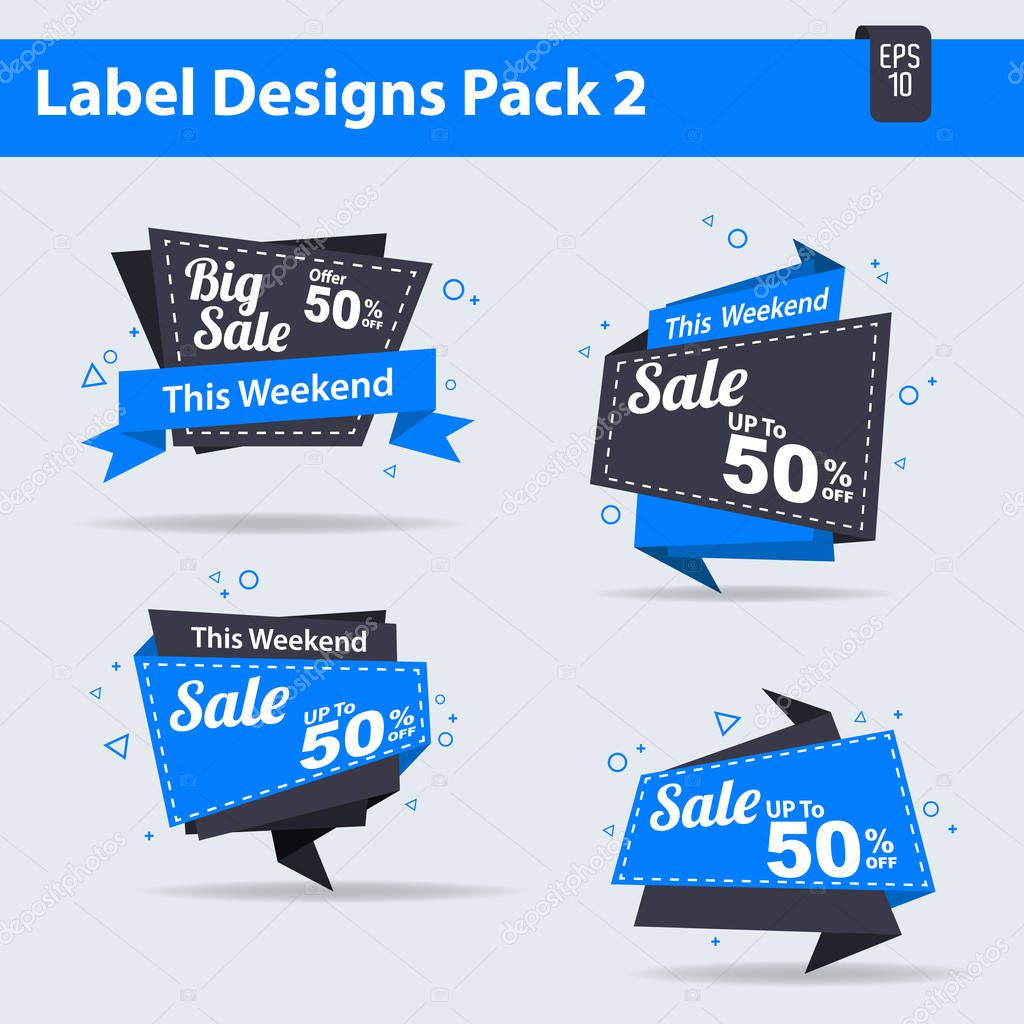 4 Sale label Design Pack 2 Vector, sales, tag, sign,