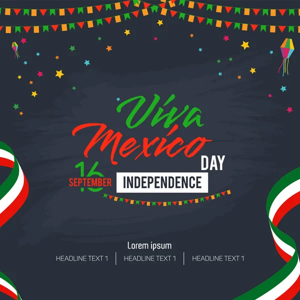 Viva México Feliz Día Independencia Vector Antecedentes — Archivo Imágenes Vectoriales
