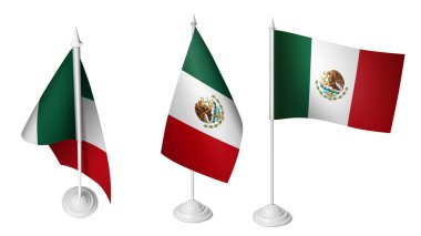 3 izole küçük Resepsiyon Meksika 3d gerçekçi Meksika fotoğraf bayrak sallayarak