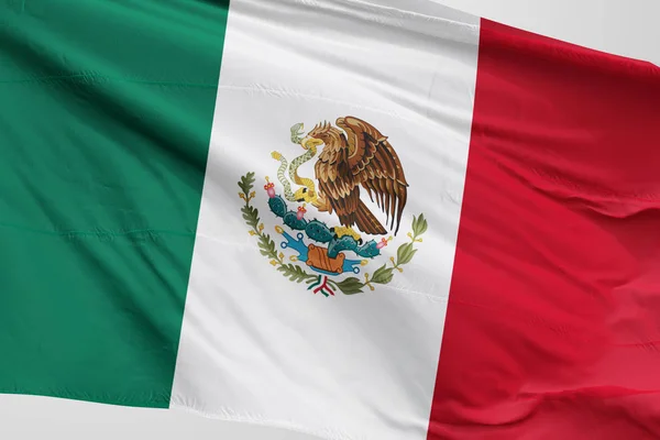 Isolated Mexican Flag waving 3d Realistic Mexican Flag Rendered