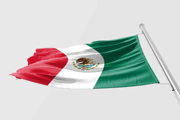 Isolated Mexican Flag waving 3d Realistic Mexican Flag Rendered