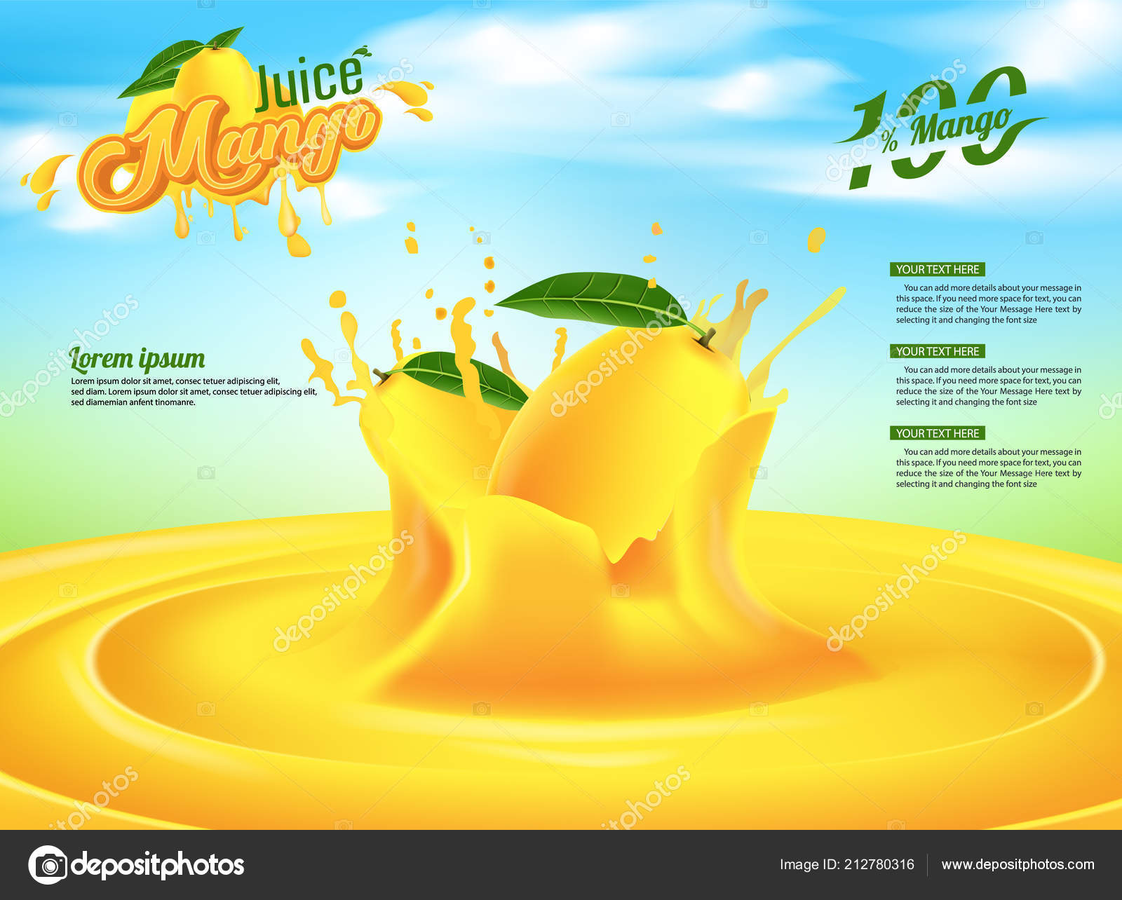 Mango juice Vector Art Stock Images | Depositphotos