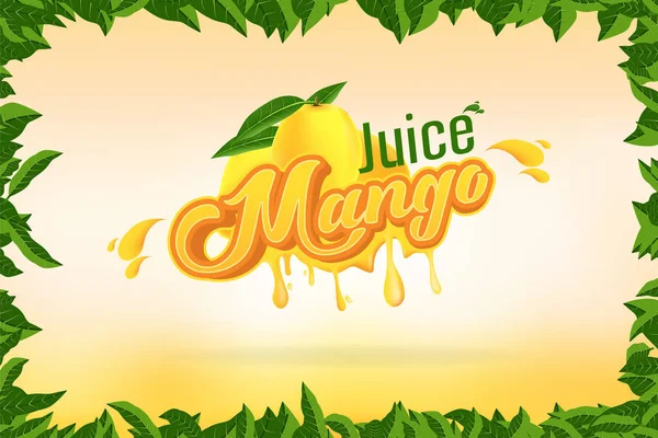 Mango Juice Značka Společnosti Logo Design Pozadí Vektorové Ilustrace — Stockový vektor