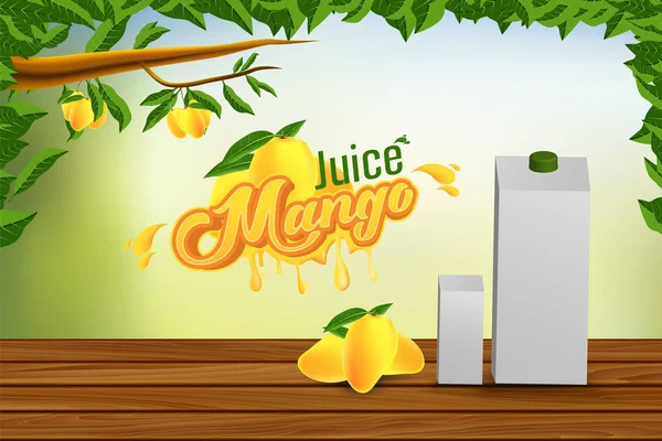 Jugo Mango Publicidad Banner Anuncios Vector Diseño Fondo — Archivo Imágenes Vectoriales