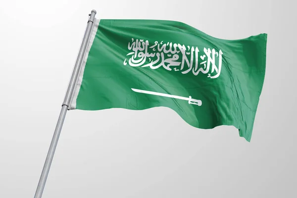 Gerçekçi Suudi Arabistan Bayrağı Işlenen Sallayarak Izole Suudi Arabistan Bayrağı — Stok fotoğraf