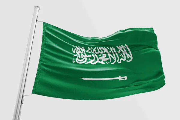 Isolerade Saudiarabien Flagga Vajande Realistiska Saudi Arabian Flagga Återges — Stockfoto