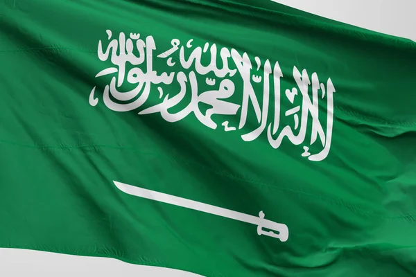 Isolato Arabia Saudita Bandiera Sventola Realistica Bandiera Saudita Rendered — Foto Stock