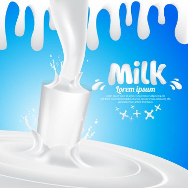 Süt cam Splash vektör arka plan illüstrasyon