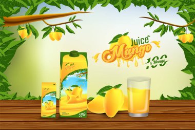 Mango Juice Advertising Banner Ads Vector Template Design clipart