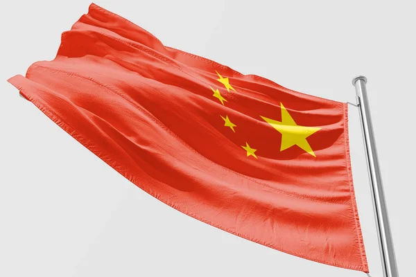 Ізольована Китай Прапор Махав Реалістичні Китай Прапор Отрісовиваєт — стокове фото