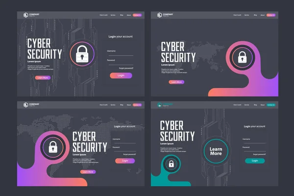Cyber Security Landing Page Vector Template Design — Stock Vector