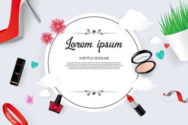 Kozmetik vektör çizim satış Banner şablon tasarımı
