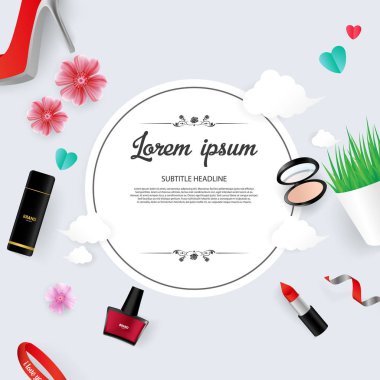 Kozmetik vektör çizim satış Banner şablon tasarımı