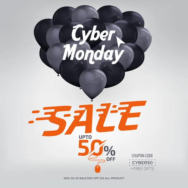 Cyber Monday Sale Banner Vector Template Design — Stock Vector