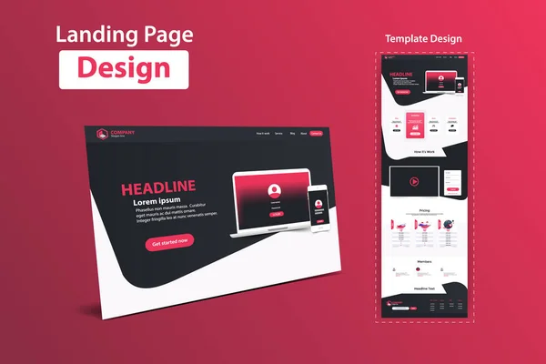 Sito Web Landing Page Design Web Analytics Sito Web Vector — Vettoriale Stock