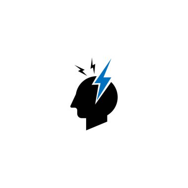 Migren logo illüstrasyon. Çatlak bir kafa ile baş ağrısı logo. İlaç kavramsal işareti. Migren logo simge kavramı - vektör çizim.