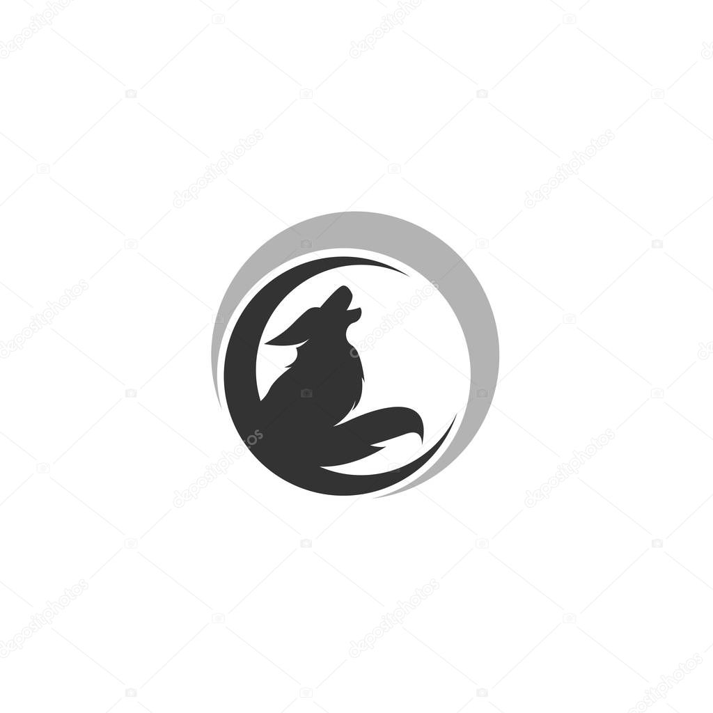 Coyote Logo Template vector icon illustration design. Coyote howling logo design mark. Coyote logo. Coyote icon.