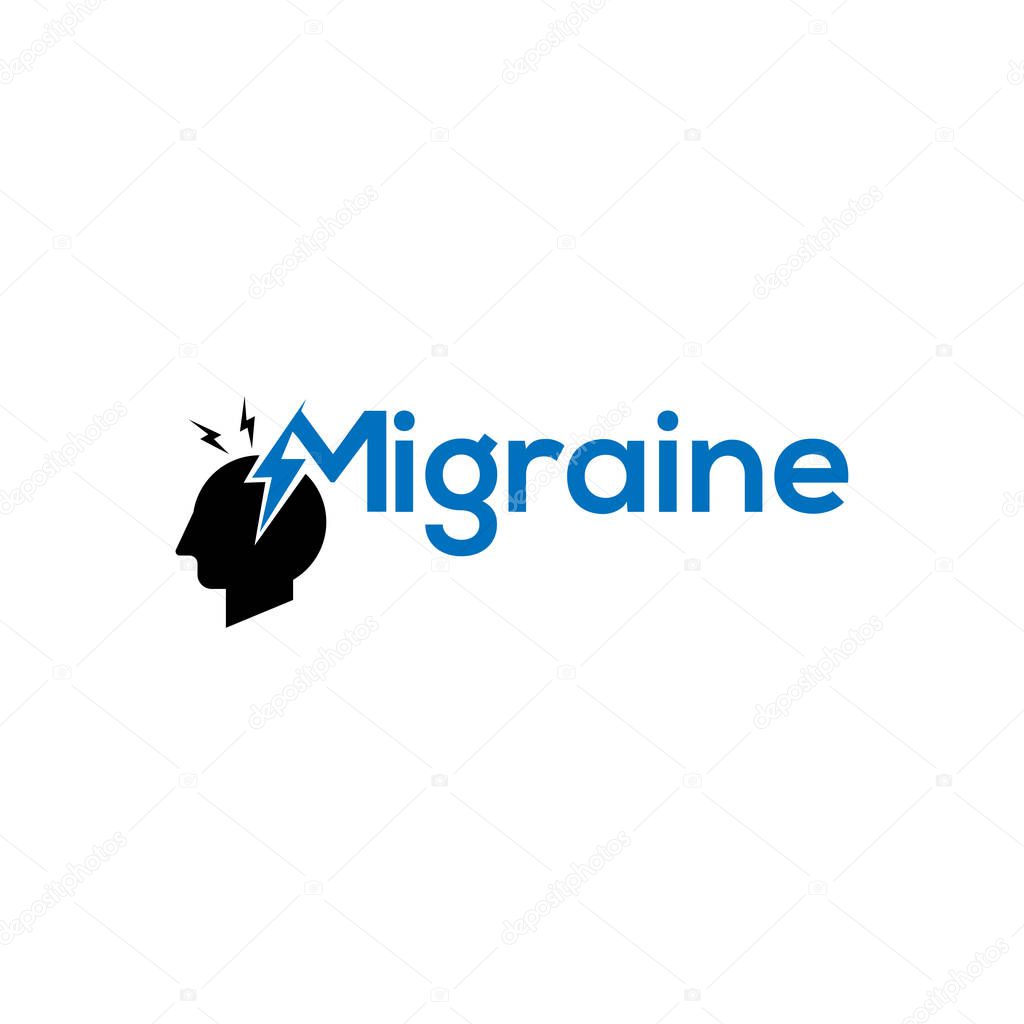 Migraine logo illustration. Headache logo with crack in a head. Pharmaceutical conceptual sign. migraine logo icon concept - vector illustration.