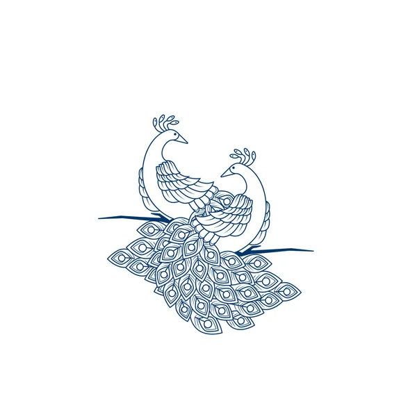 创意孔雀标志设计模板 孔雀标志插图与线条艺术 奢华风格 向量例证装饰鸟孔雀在白色背景 — 图库矢量图片