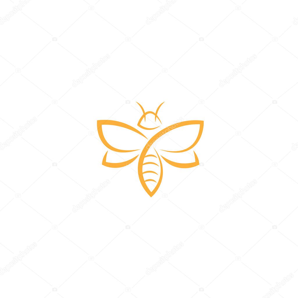 Abstract Bee Logo design vector template. Outline icon, Creative bee logo concept, vector logo illustration.