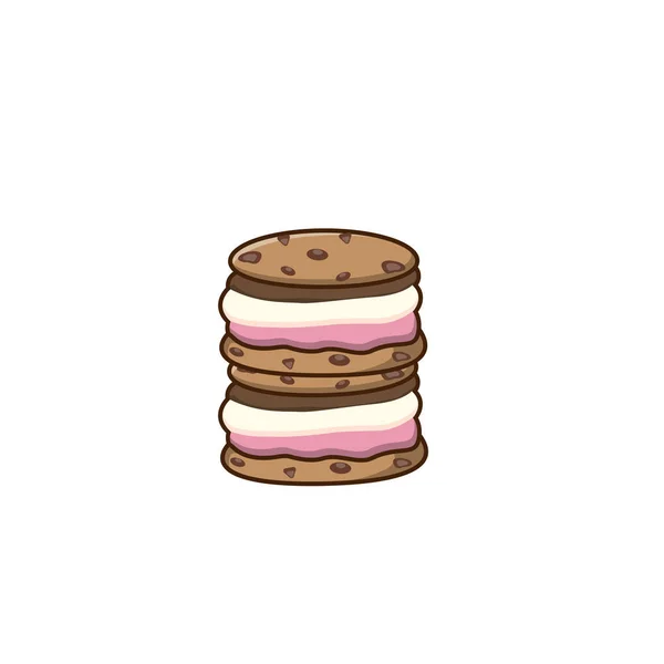 Logo Sándwiches Helado Galletas Insignia Helado Etiqueta Logotipo Diseño Iconos — Vector de stock