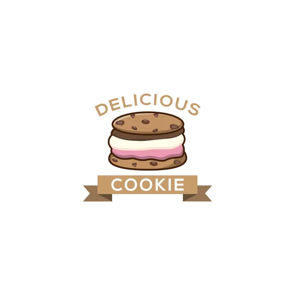 Cookie Ice Sandwiches Logo Eisabzeichen Etikett Logo Symbole Design Vektor — Stockvektor