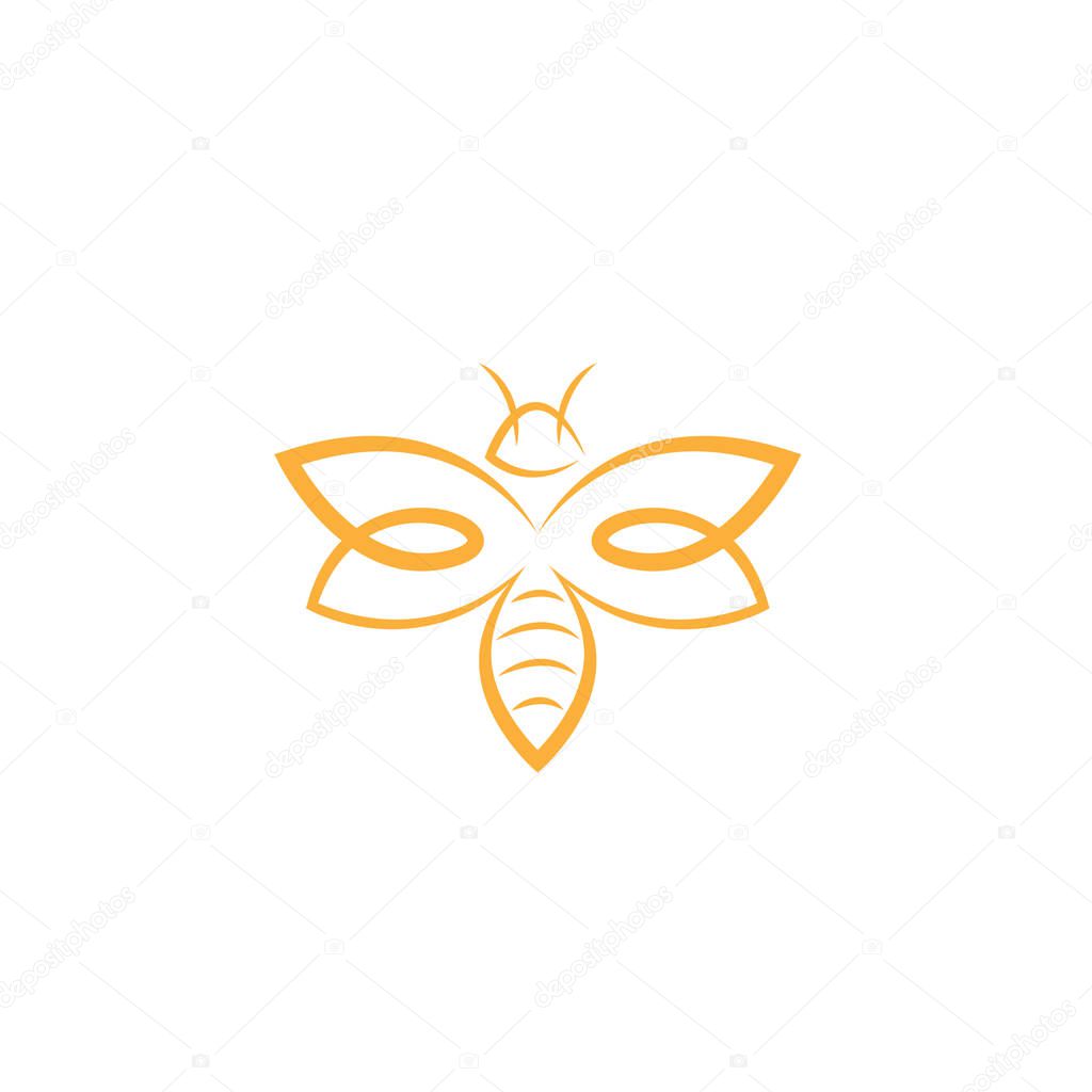 Abstract Bee Logo design vector template. Outline icon, Creative bee logo concept, vector logo illustration.