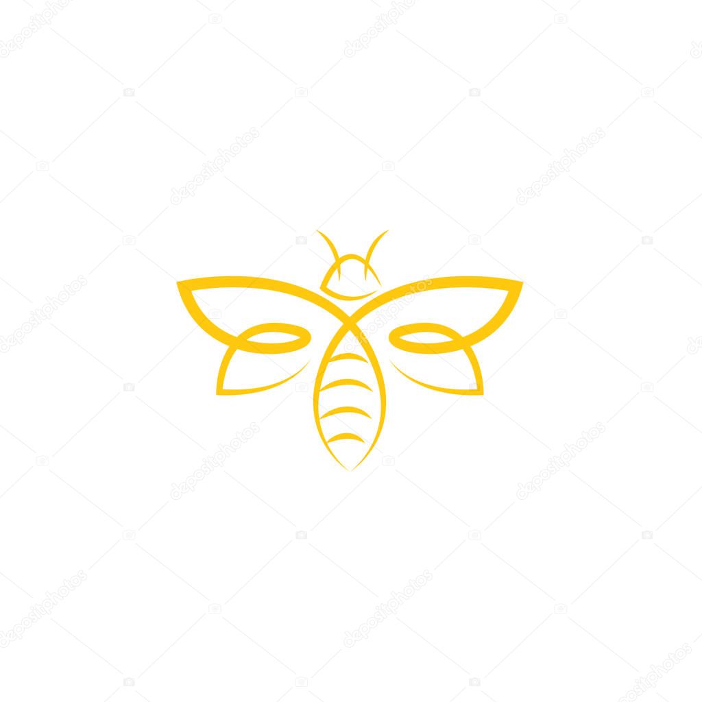Abstract Bee Logo design vector template. Outline icon, Creative bee logo concept, vector logo illustration.