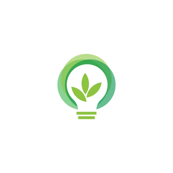 Verde Bombilla Hoja Símbolo Logotipo Vector Logo Energía Verde Biocombustible — Archivo Imágenes Vectoriales