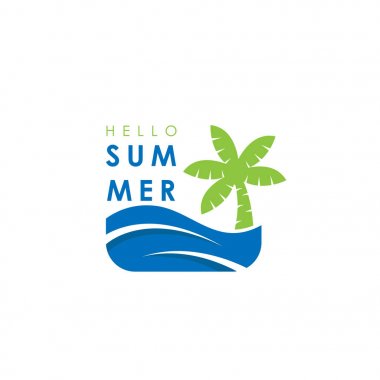 Düz stil vektör ile yaz saati tatil illüstrasyon. logo simgesi ve etiket tasarımı olarak kullanılabilir.