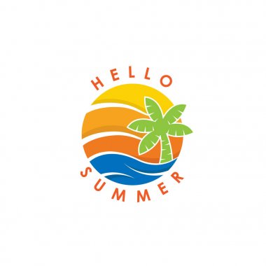 Düz stil vektör ile yaz saati tatil illüstrasyon. logo simgesi ve etiket tasarımı olarak kullanılabilir.