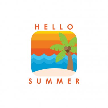 Düz stil vektör ile yaz saati tatil illüstrasyon. logo simgesi ve etiket tasarımı olarak kullanılabilir.