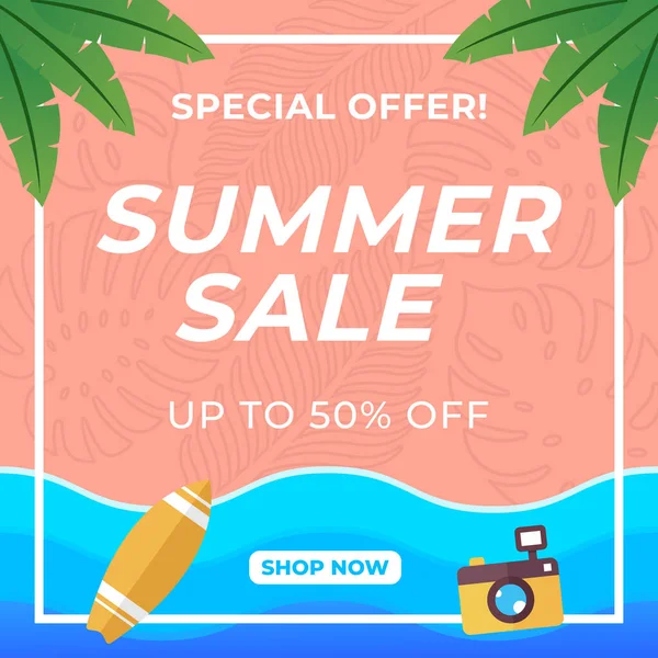 Venta Verano Banner Vector Design Illustration Plantilla Diseño Fondo Venta — Vector de stock