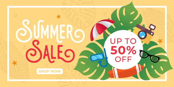 Venta Verano Banner Vector Design Illustration Plantilla Diseño Fondo Venta — Vector de stock