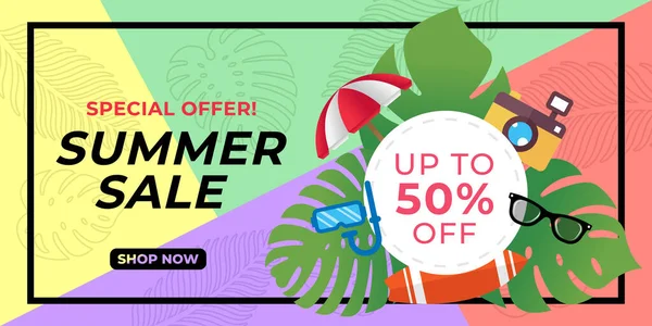 Иллюстрация Векторного Дизайна Летней Продажи Абстрактный Фоновый Дизайн Summer Sale — стоковый вектор