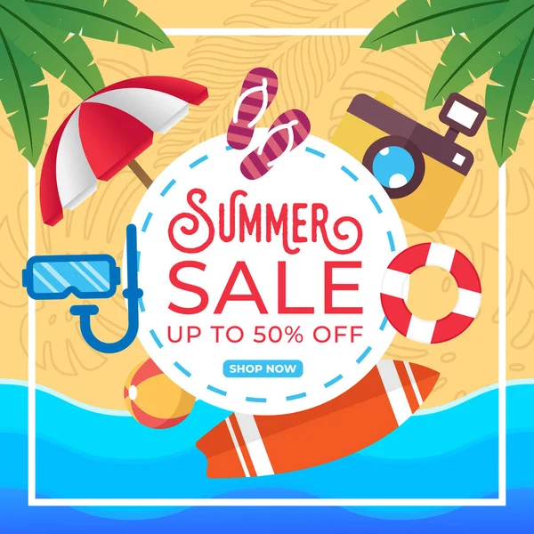 Иллюстрация Векторного Дизайна Летней Продажи Абстрактный Фоновый Дизайн Summer Sale — стоковый вектор