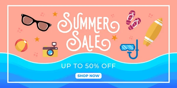 Иллюстрация Векторного Дизайна Летней Продажи Абстрактный Фоновый Дизайн Summer Sale — стоковый вектор