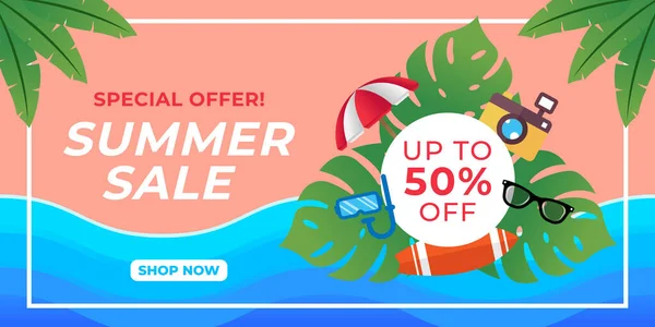 Venta Verano Banner Vector Design Illustration Plantilla Diseño Fondo Venta — Vector de stock