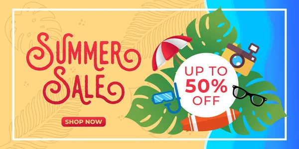 Venta Verano Banner Vector Design Illustration Plantilla Diseño Fondo Venta — Vector de stock