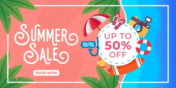 Venta Verano Banner Vector Design Illustration Plantilla Diseño Fondo Venta — Vector de stock