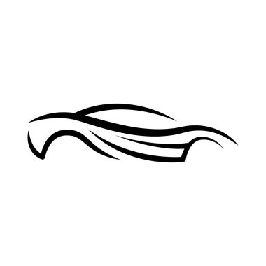 Otomobil Logosu Vektör İllüstrasyon şablonu. Modern Sport Car vektör logosu siluet tasarımı. Araba tamiri, dağıtım, garaj ve servis için otomobil logosu çizimi.