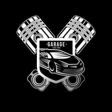 Otomobil Servisi Logo Vektör İllüstrasyon şablonu. Modern Araba Servisi logo siluet tasarımı. Araba tamiri, dağıtım, garaj ve servis için soyut araba logo vektör çizimi.